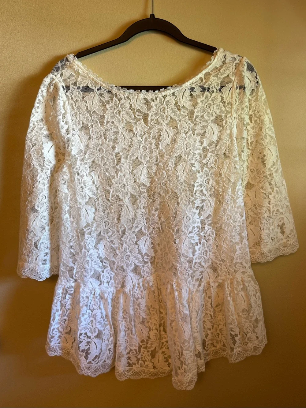 Free People White Lace Peplum Tunic